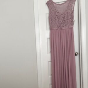 David's Bridal Mauve Lace and Chiffon Dress